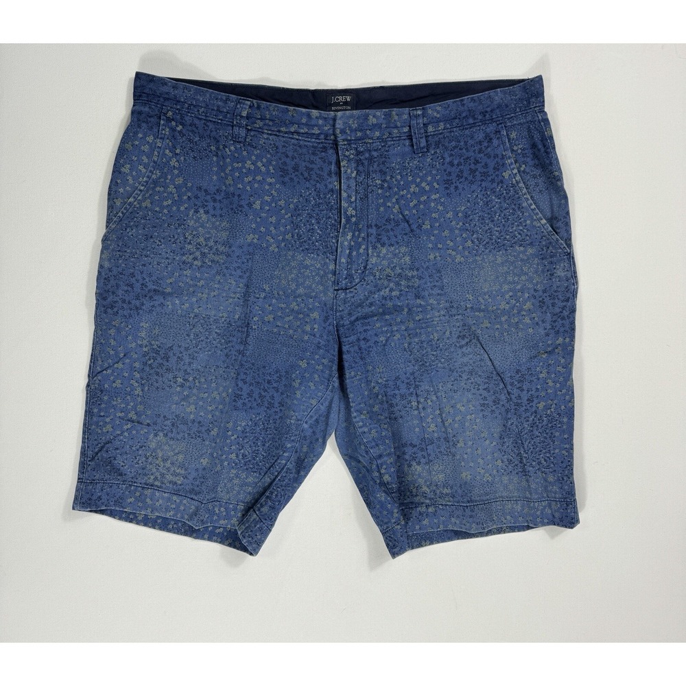 J Crew Rivington Floral Shorts Mens 38 Navy Blue Chino Flat Front Preppy Casual
